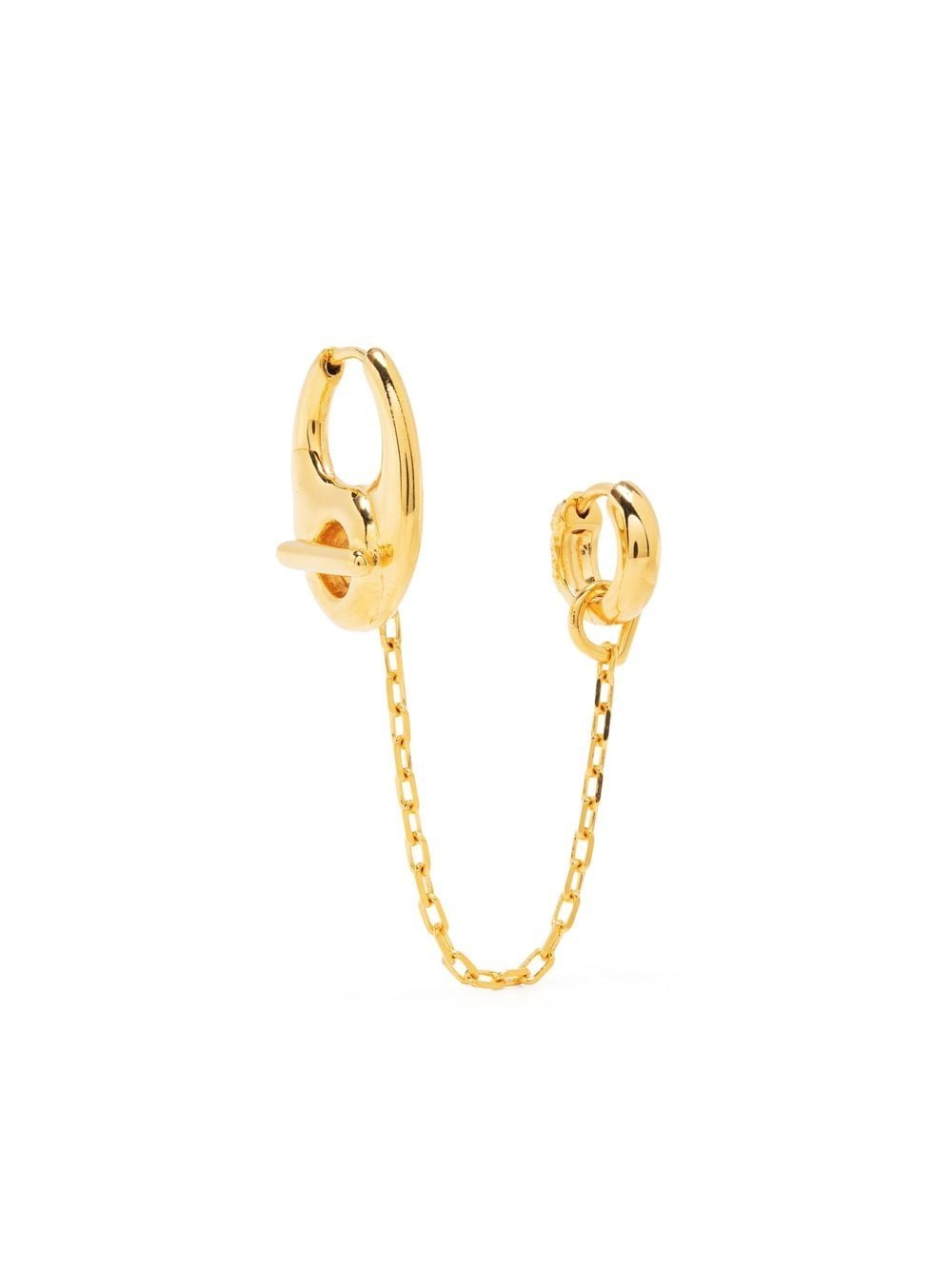 Shop Maria Black Chain Link Huggie Hoop Earring In Gold