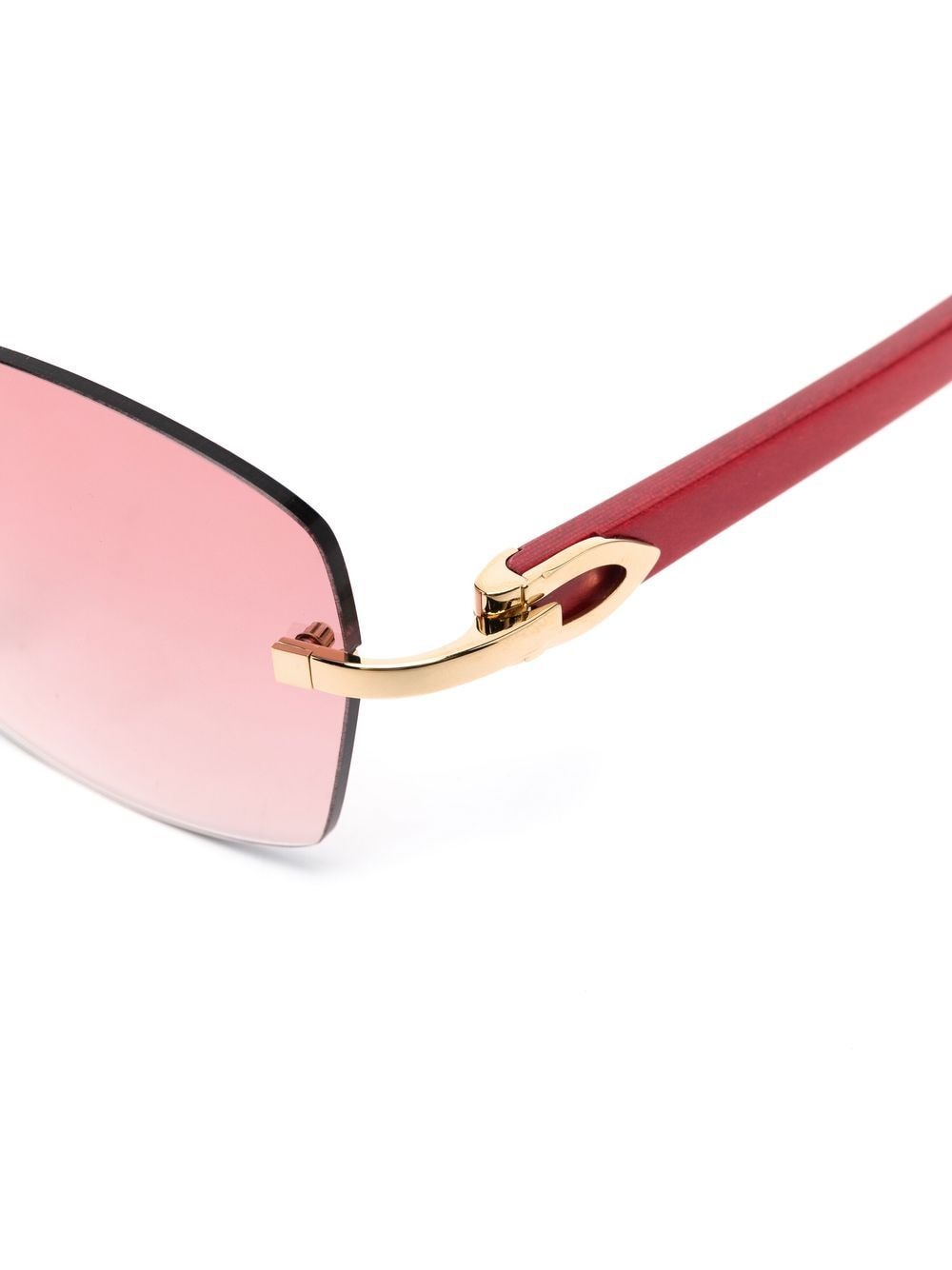 Shop Cartier Rimless Rectangle-frame Sunglasses In Rot