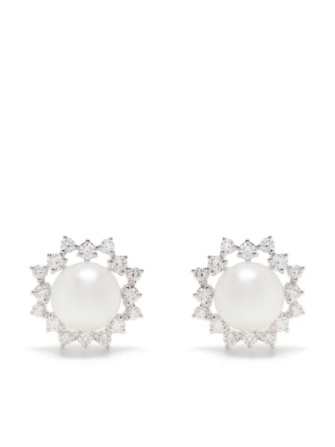 TASAKI boucles d'oreilles en or blanc 18ct serties de diamants et perles d'Akoya