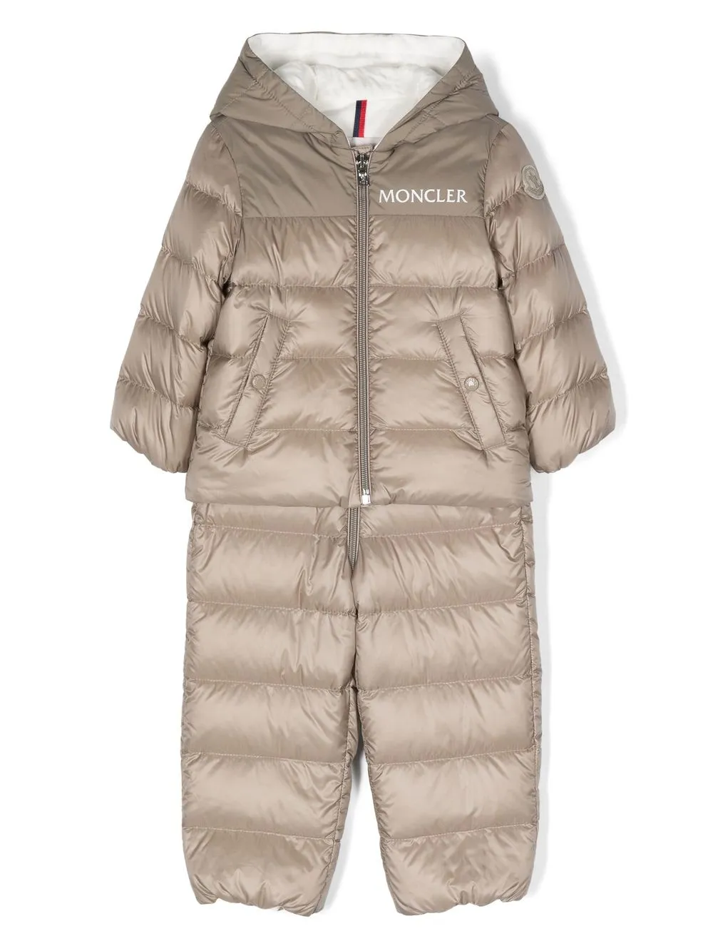 

Moncler Enfant padded logo-print coat - Neutrals