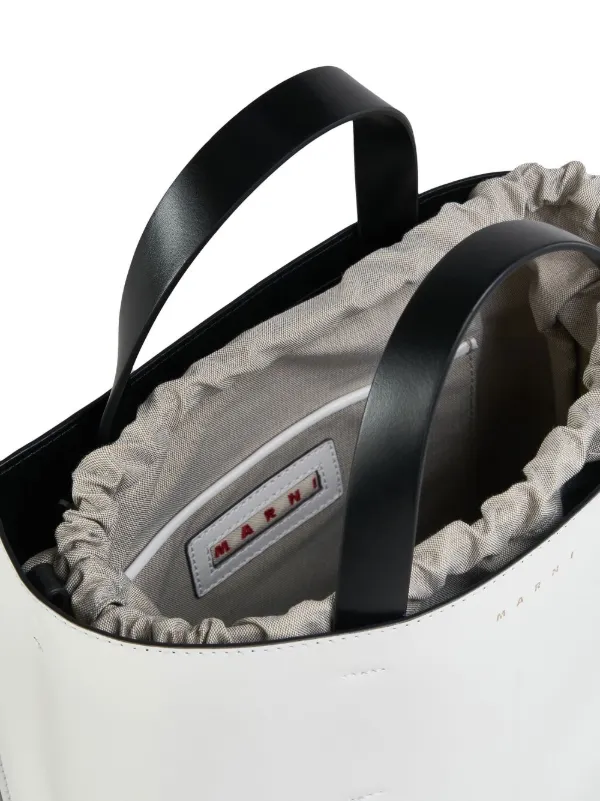 Marni Museo Drawstring Leather Tote Bag | White | FARFETCH JO
