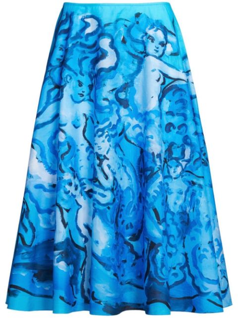 Marni painterly-print A-line skirt Women