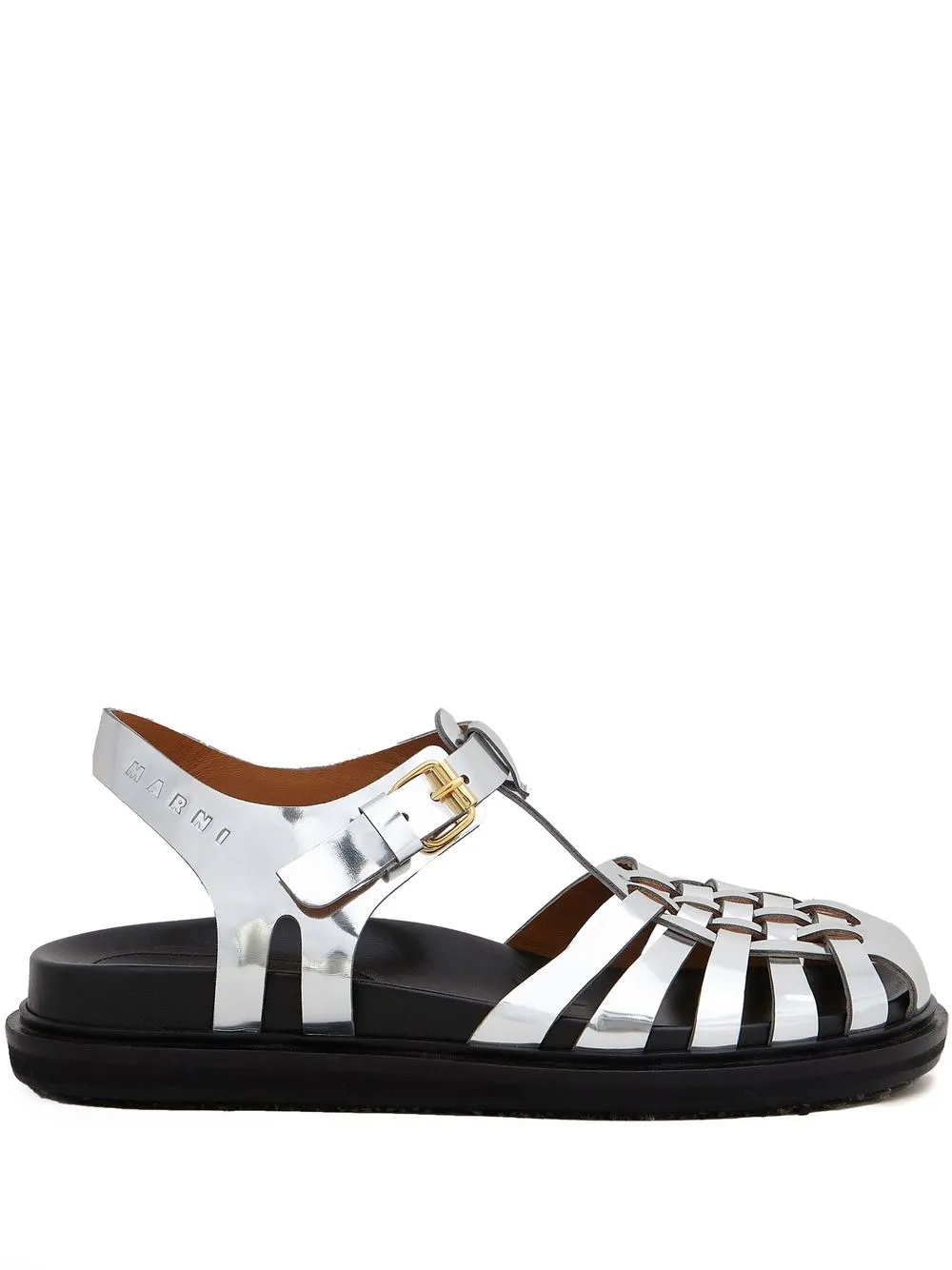 

Marni metallic leather caged sandals - Silver