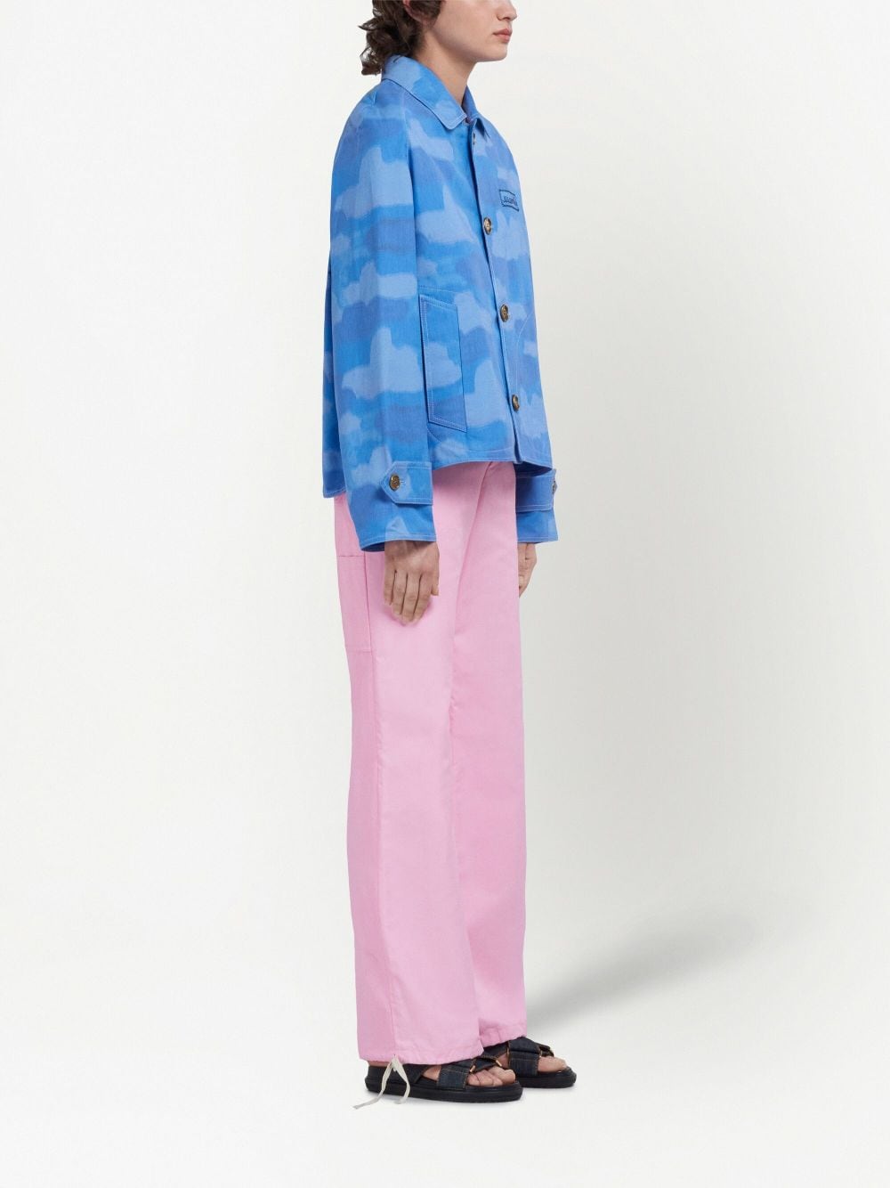 Image 2 of Marni embroidered-logo straight-leg trousers