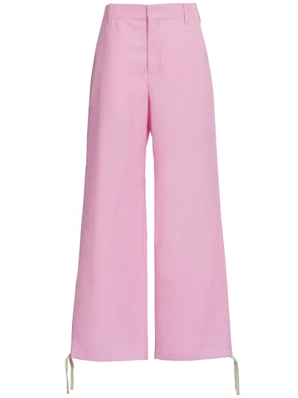 Marni Embroidered-logo Straight-leg Trousers in White
