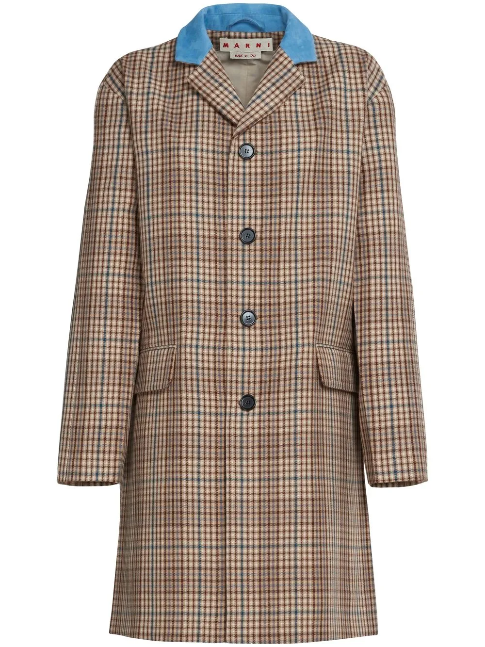 

Marni plaid-check print single-breasted coat - Brown