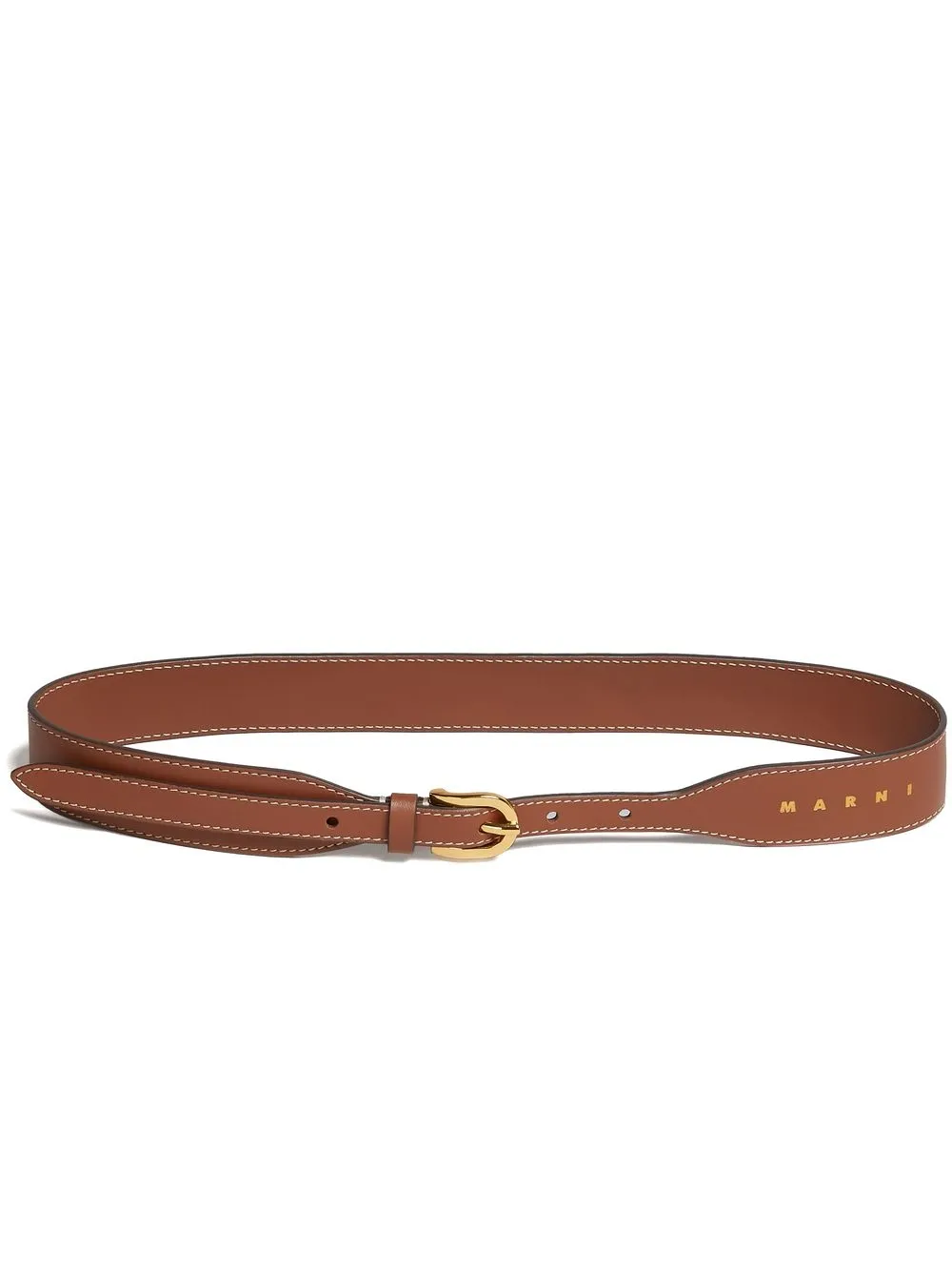 

Marni leather logo-print belt - Brown