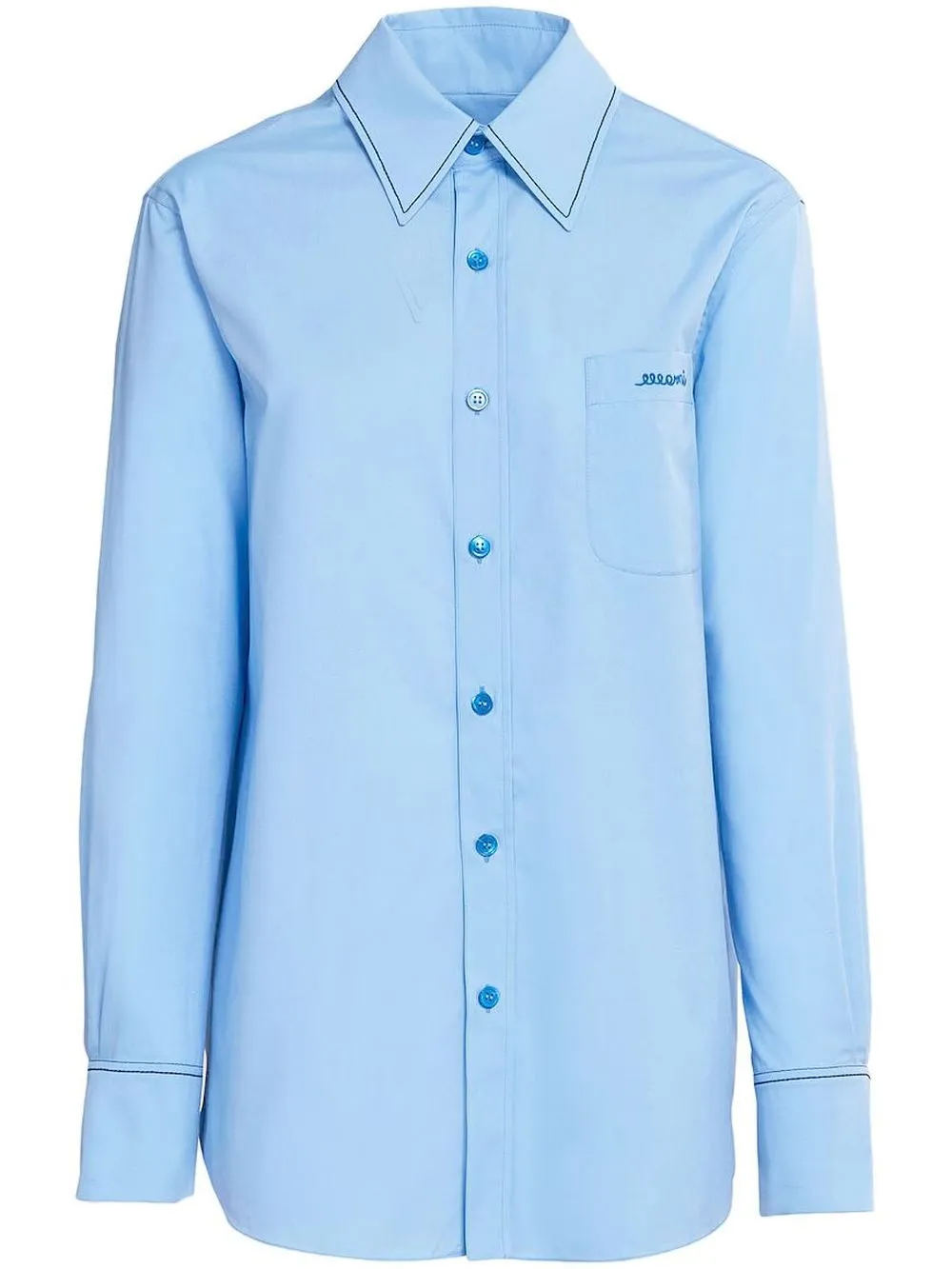 

Marni camisa con logo bordado - Azul