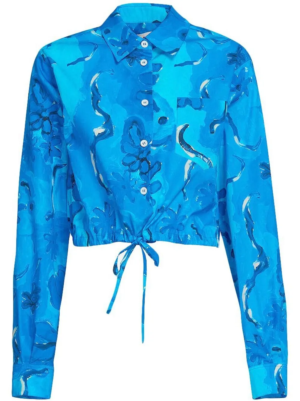 

Marni graphic-print cropped shirt - Blue