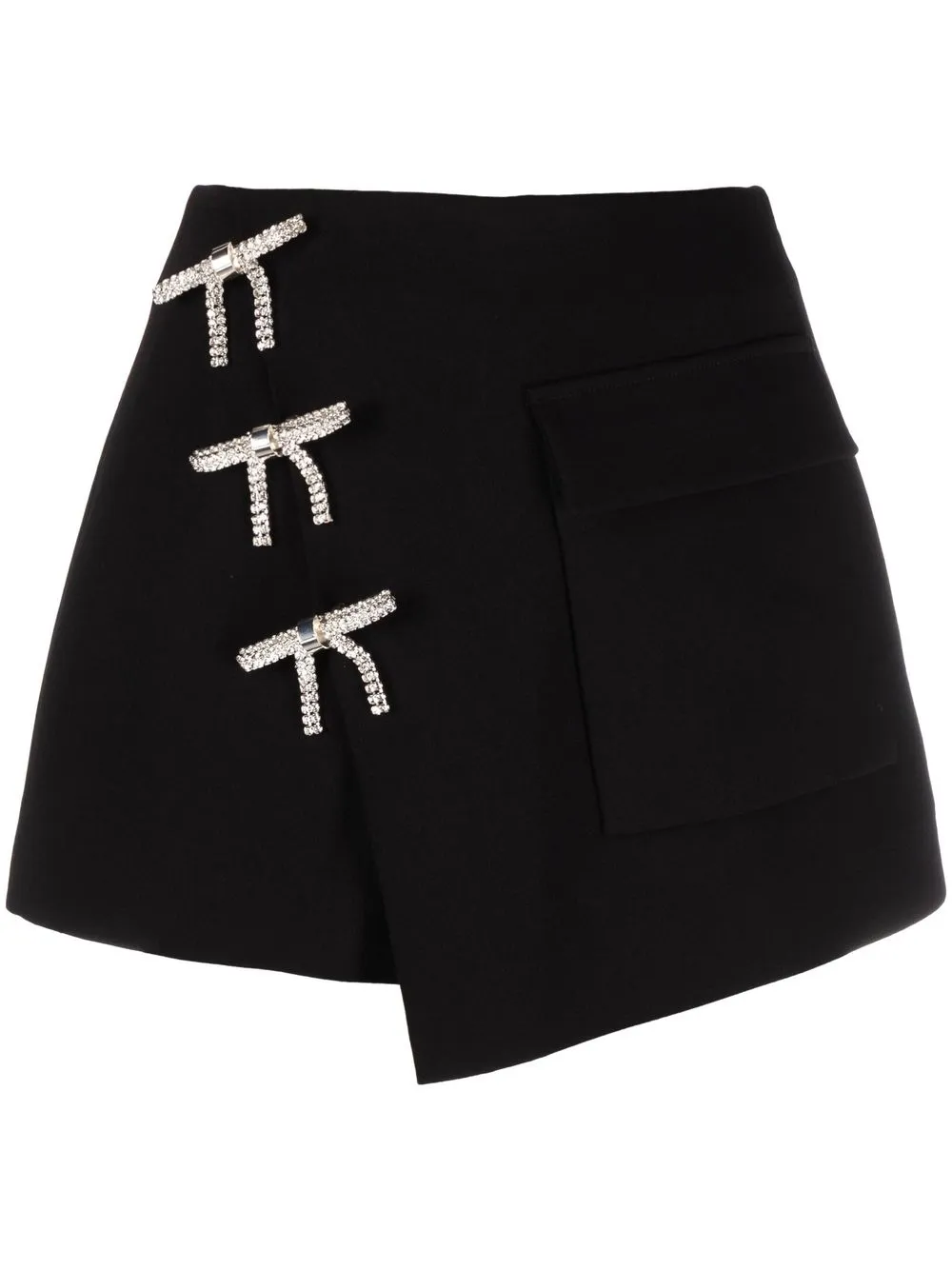 

Self-Portrait high-waisted bow-detail skirt - Black
