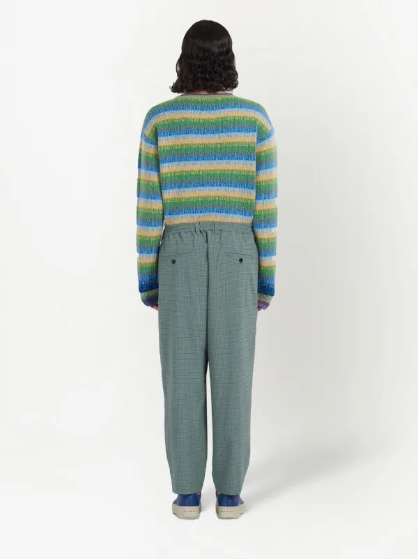 Marni grid-pattern mid-rise Pants Green FARFETCH ID