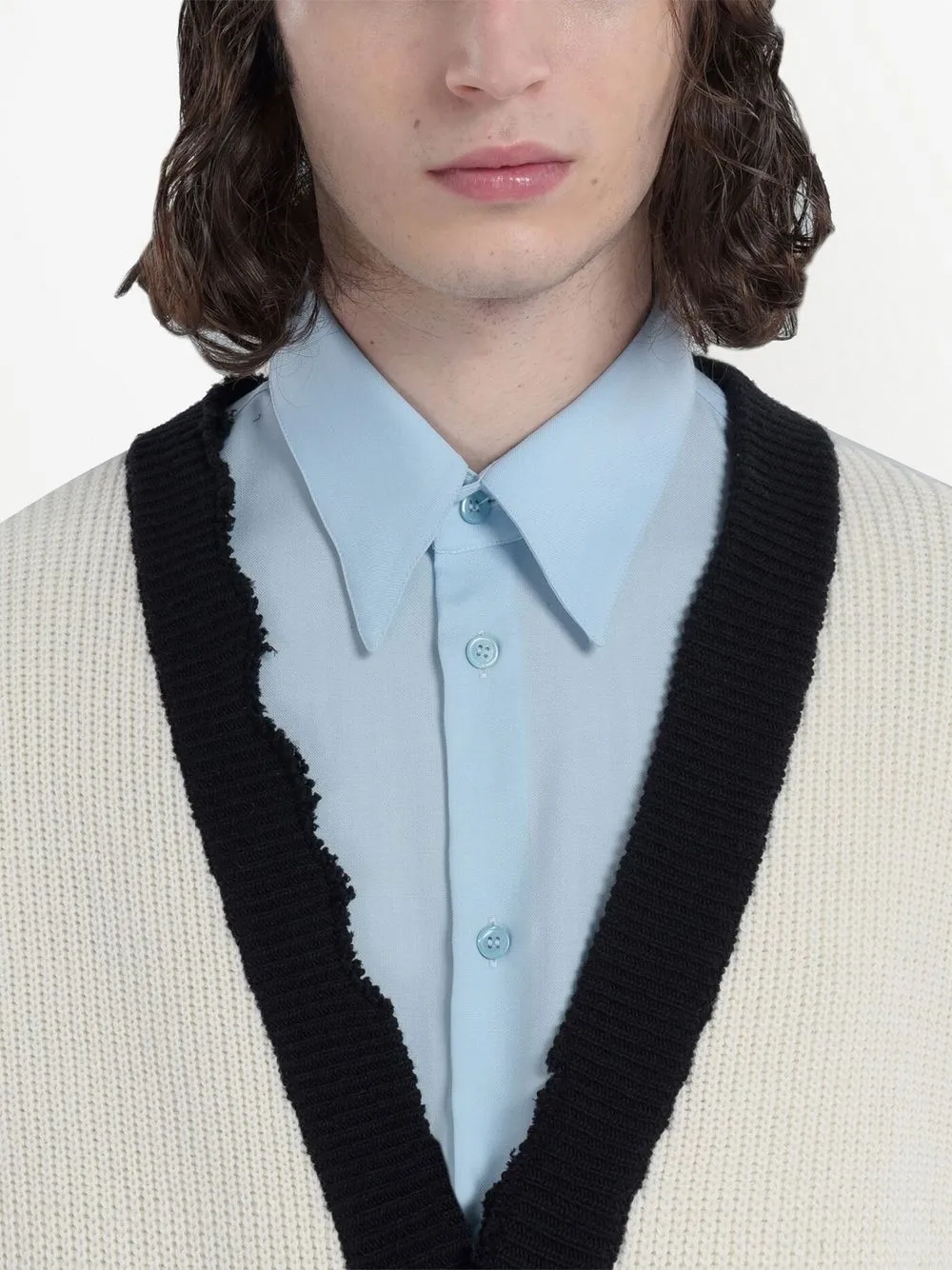 Shop Marni Logo-patch Knitted Cardigan In Neutrals
