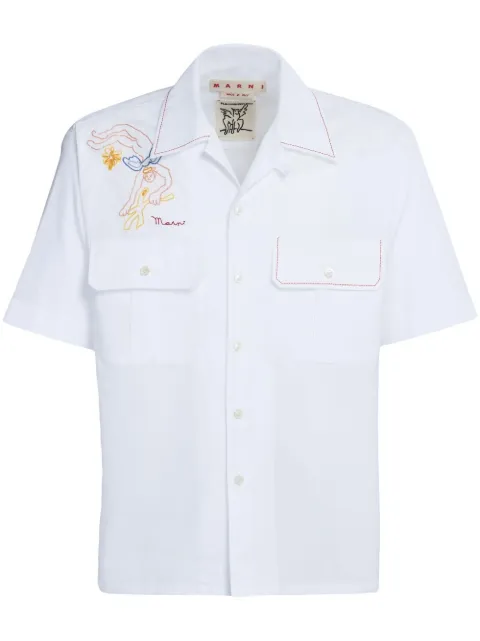 Marni embroidered-logo short-sleeve shirt 