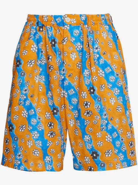 Marni wave daisy-print shorts