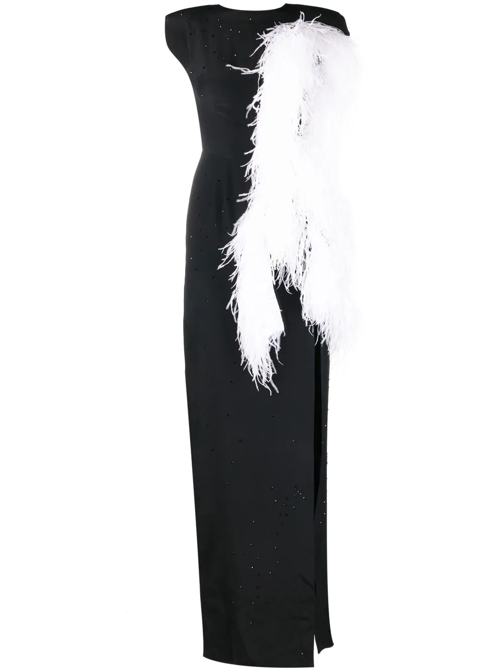

MANURI vestido de seda con detalles de plumas - Negro