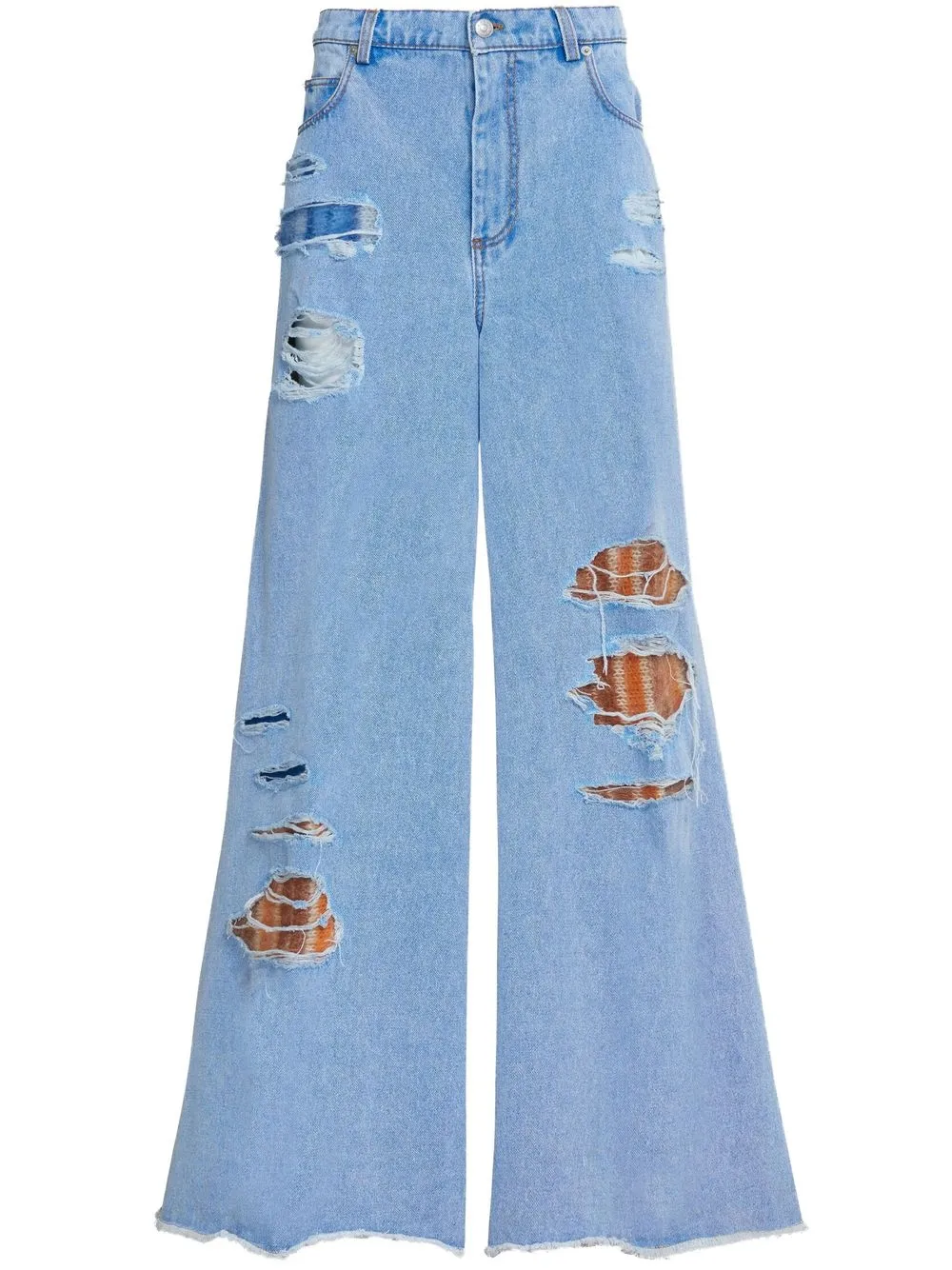 Marni Distressed detail Wide leg Jeans In Blue ModeSens