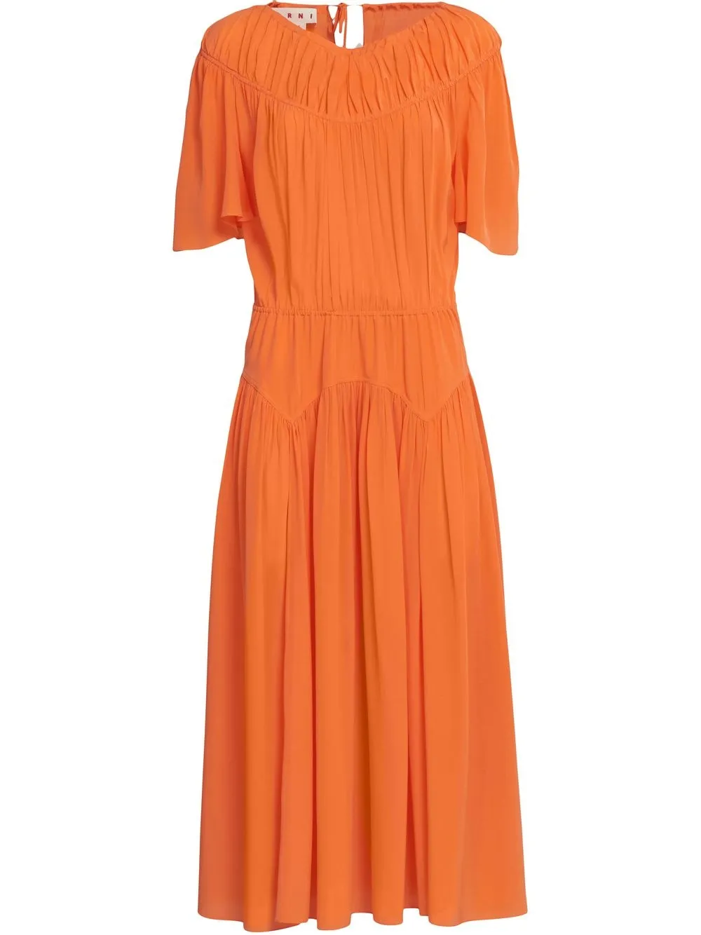 

Marni silk gathered-detail midi dress - Orange