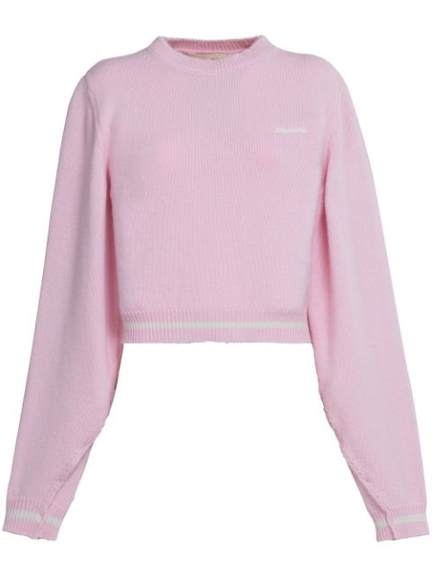 Marni logo-embroidered virgin wool jumper Women