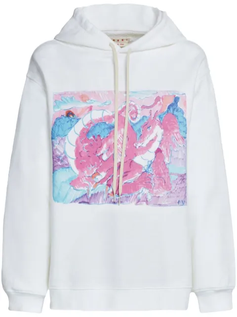 Marni dragon-print drawstring hoodie