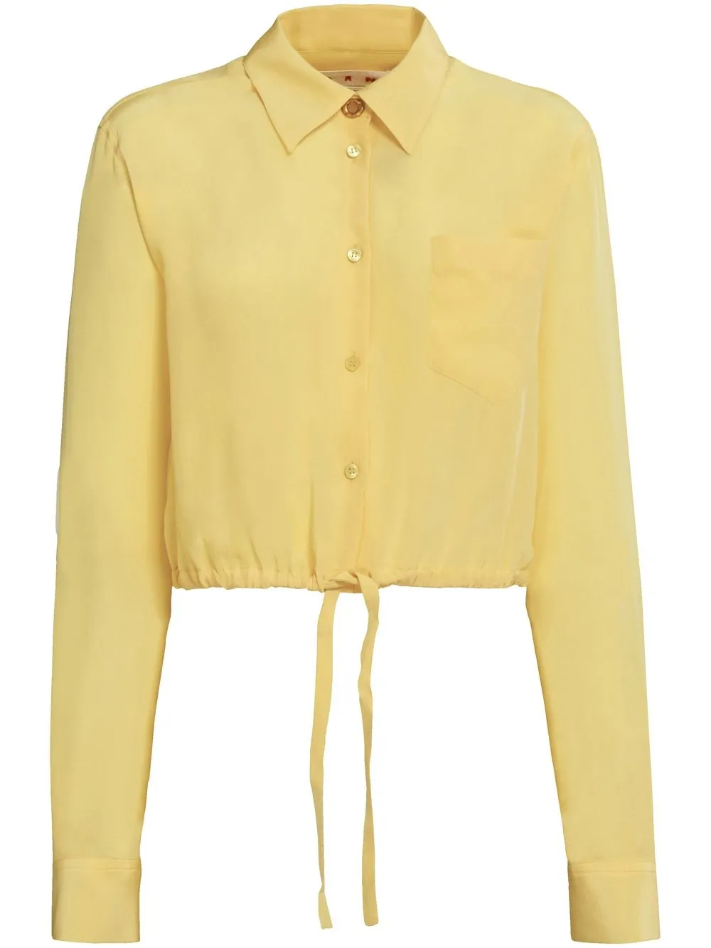 

Marni drawstring silk long-sleeve shirt - Yellow