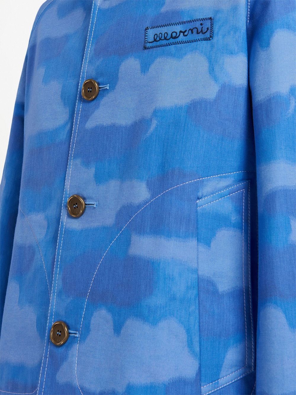 Shop Marni Cloud-print Boxy-cut Jacket In Blue