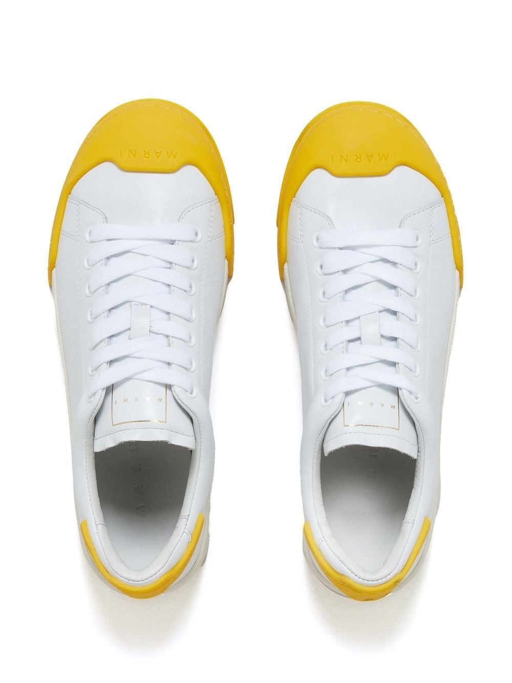 Shop Marni Lace-up Panelled Sneakers In White