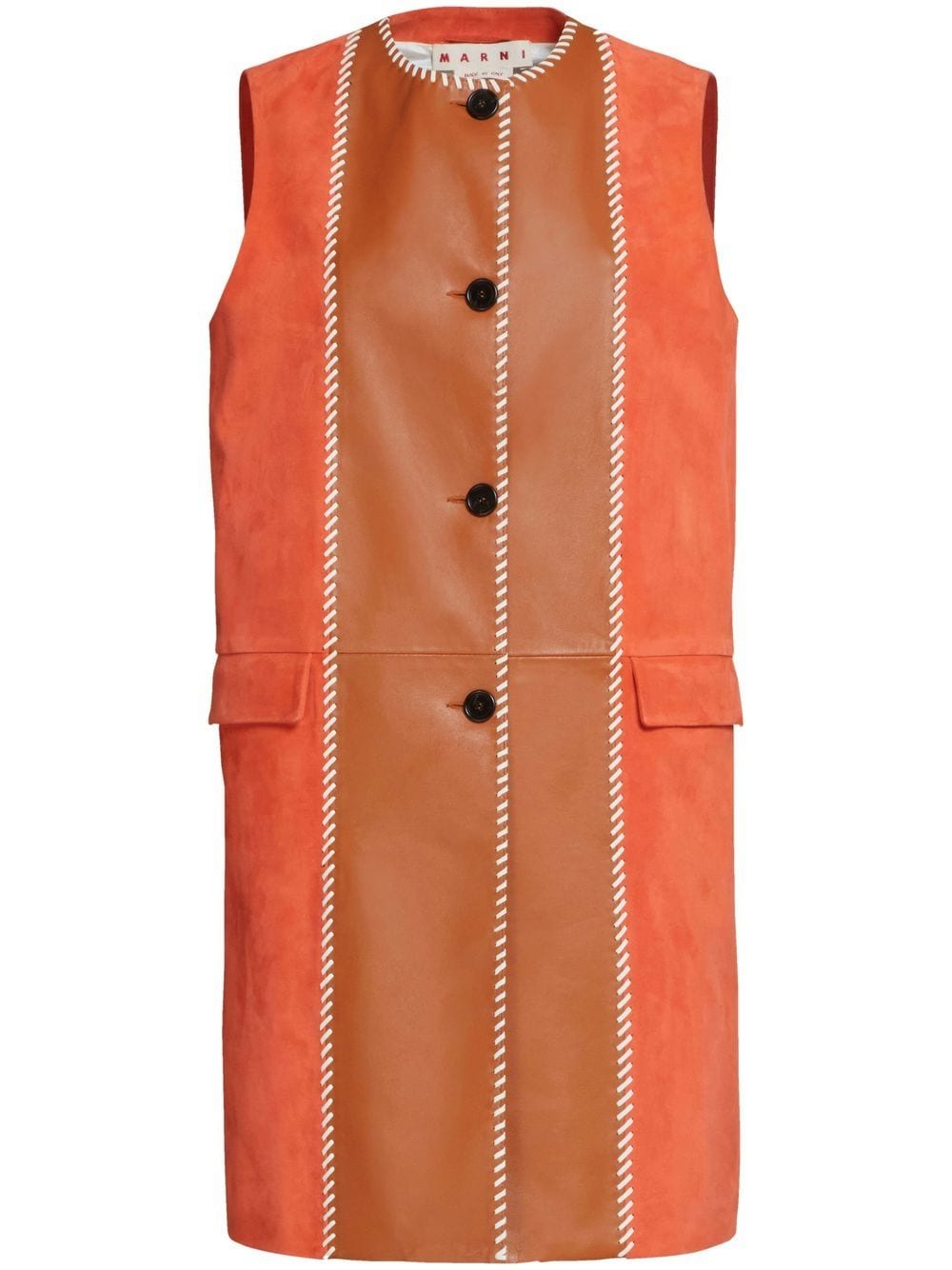 Image 1 of Marni panelled sleeveless leather waistcoat