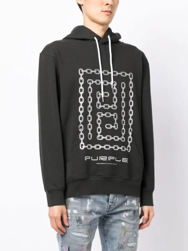 Purple Brand French chain-link Print Hoodie | Black | FARFETCH