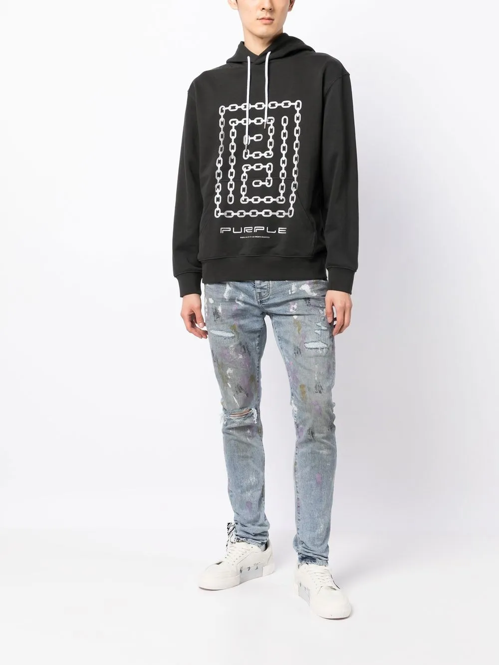 Purple Brand French chain-link print hoodie | Hoodies | Image 2