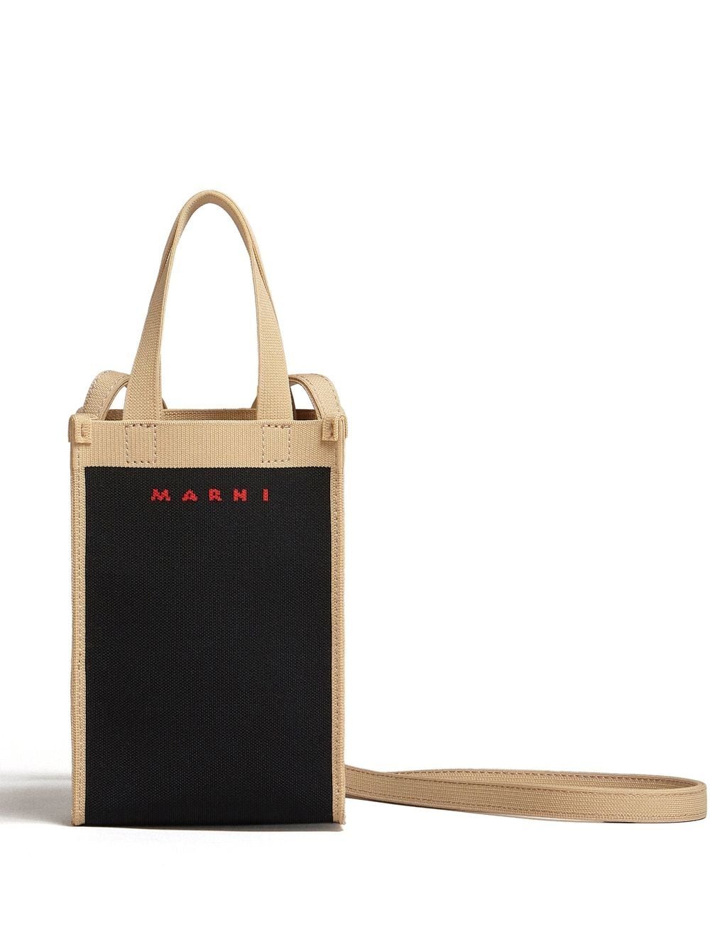 Marni Logo Print Shopping Bag In Black