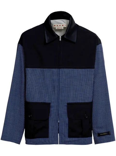Marni checked contrast-panel shirt jacket