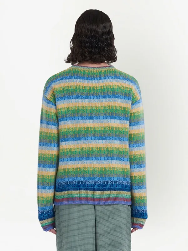 Marni Logo intarsia-knit Wool Jumper | Blue | FARFETCH