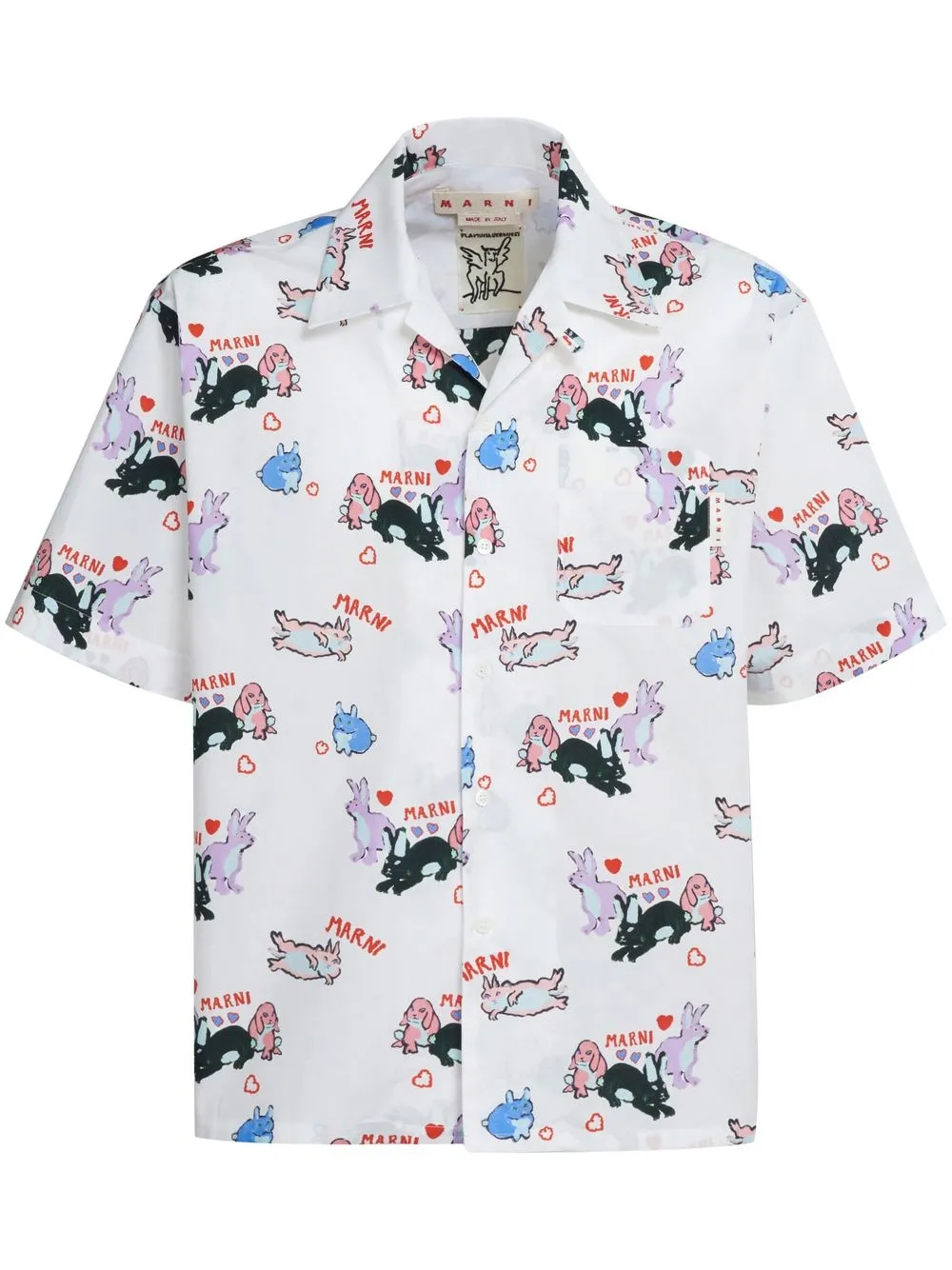 

Marni Cuban rabbit-print shirt - White