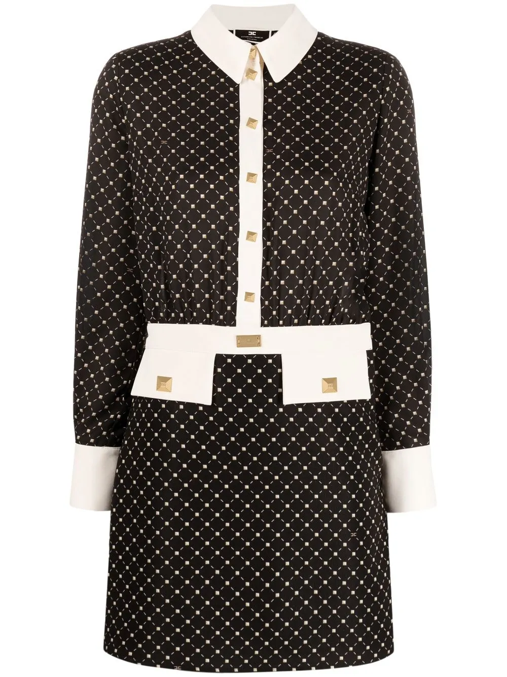 

Elisabetta Franchi stud-print mini shirt dress - Black