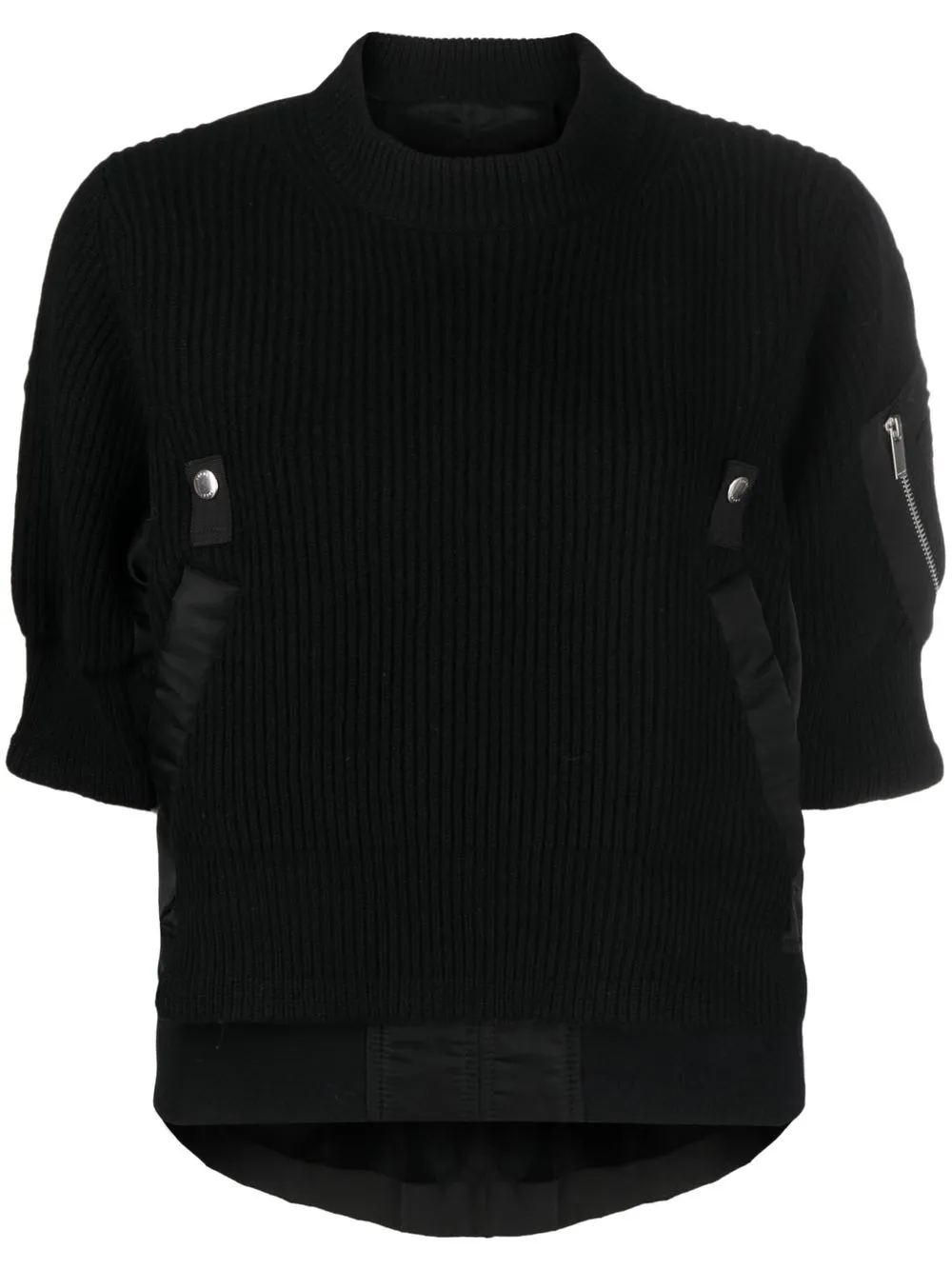 

sacai short-sleeve panelled jumper - Black