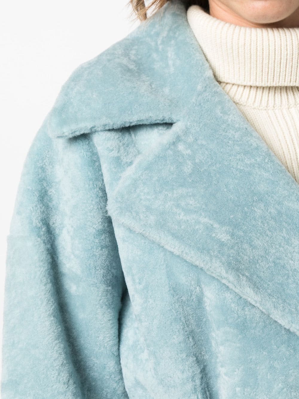 Shop Arma Tana Wool-trim Lambskin Coat In Blue