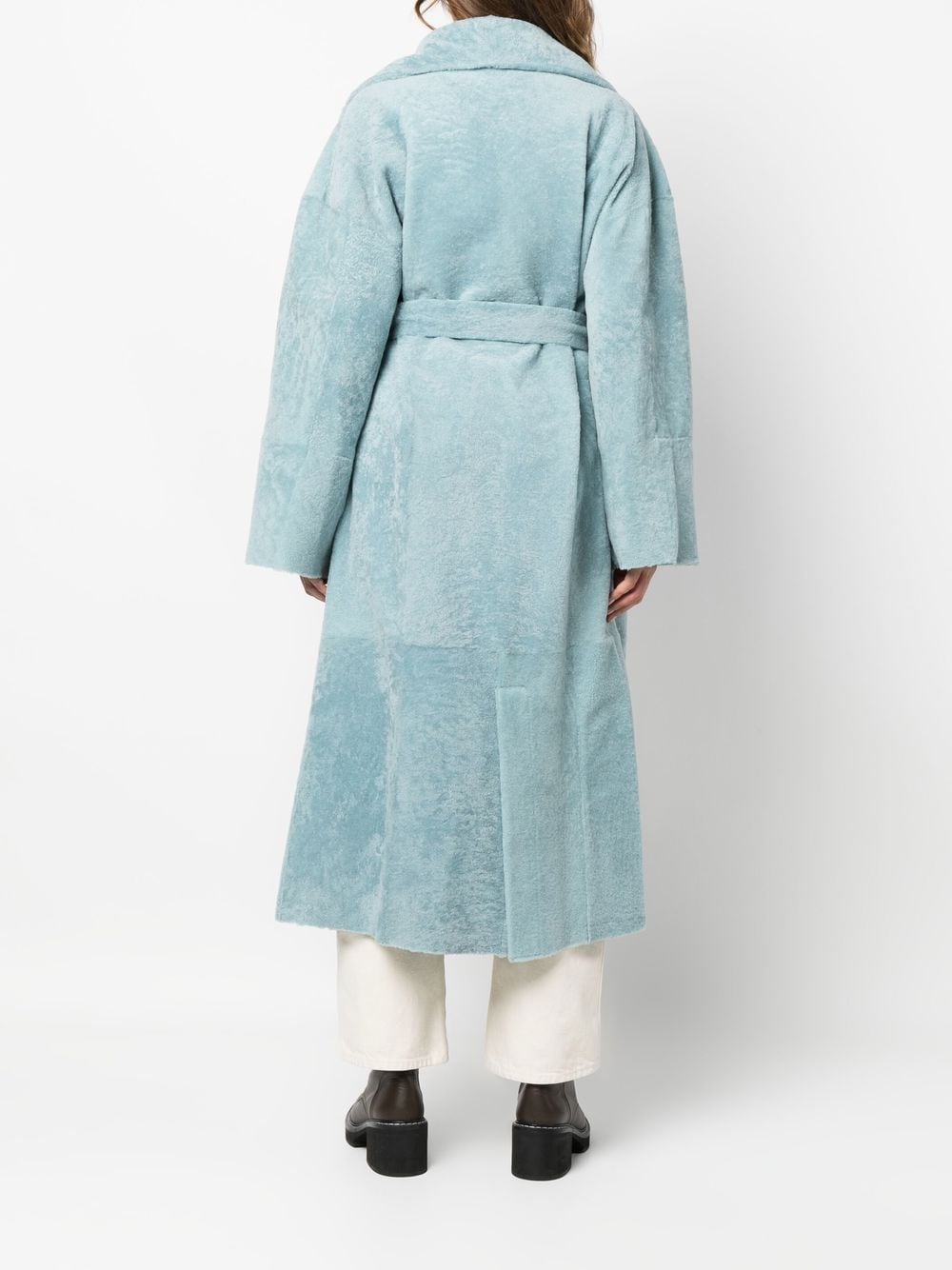 Shop Arma Tana Wool-trim Lambskin Coat In Blue