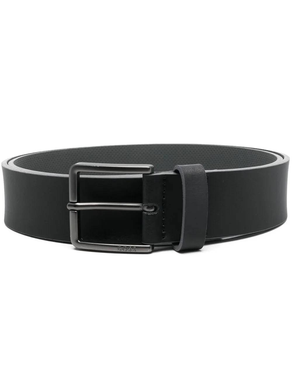 

BOSS logo-debossed buckle leather belt - Black