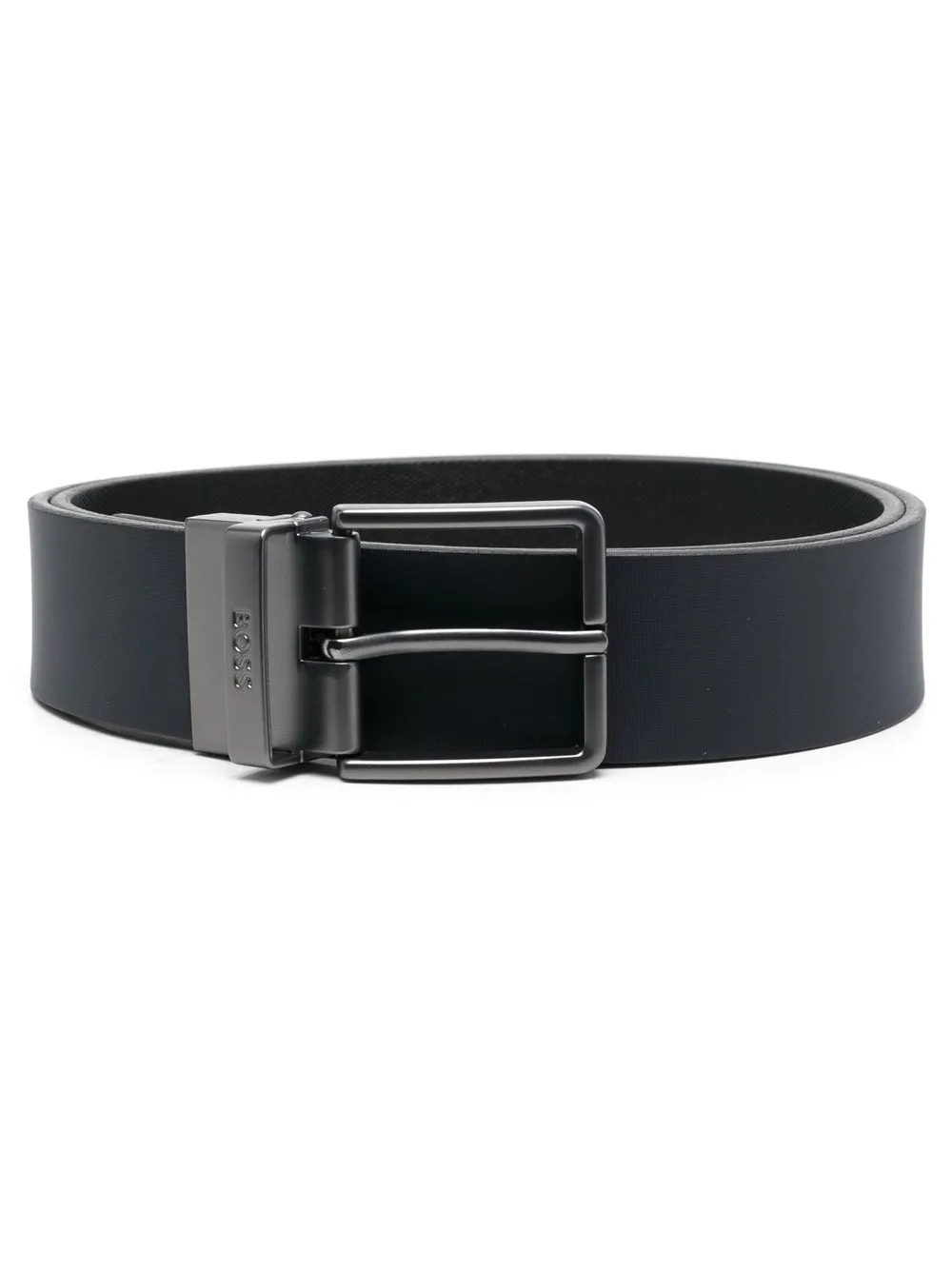 

BOSS logo-debossed buckle leather belt - Blue