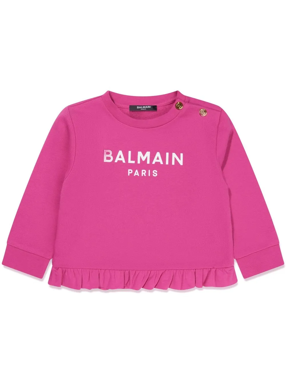 

Balmain Kids sudadera con logo estampado y volantes - Rosado