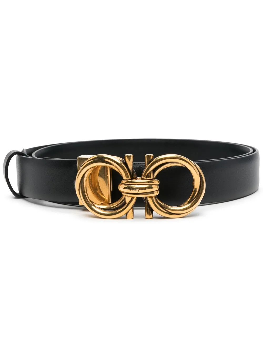 

Ferragamo Gancini buckle leather belt - Black