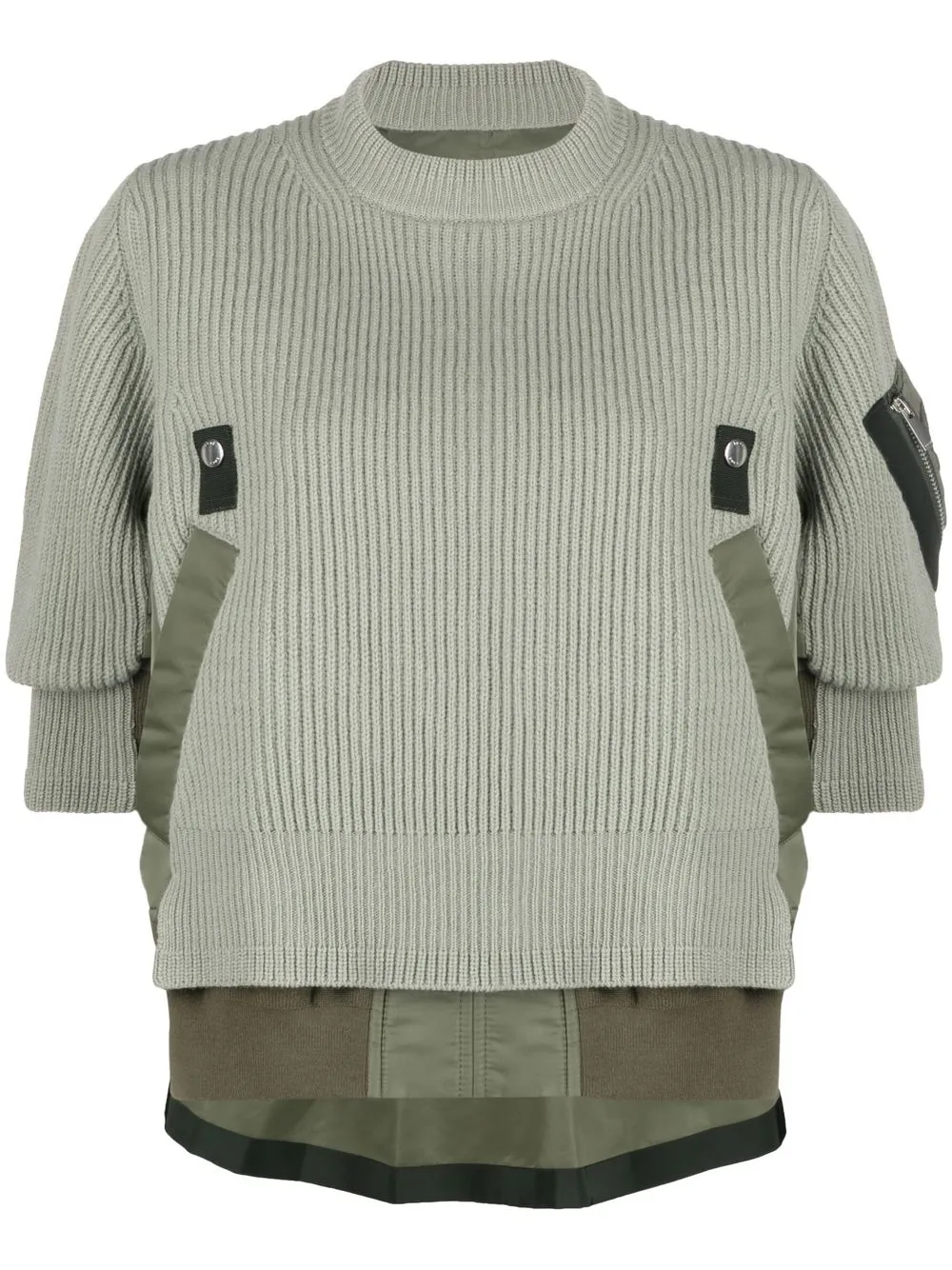 

sacai short-sleeve panelled jumper - Green