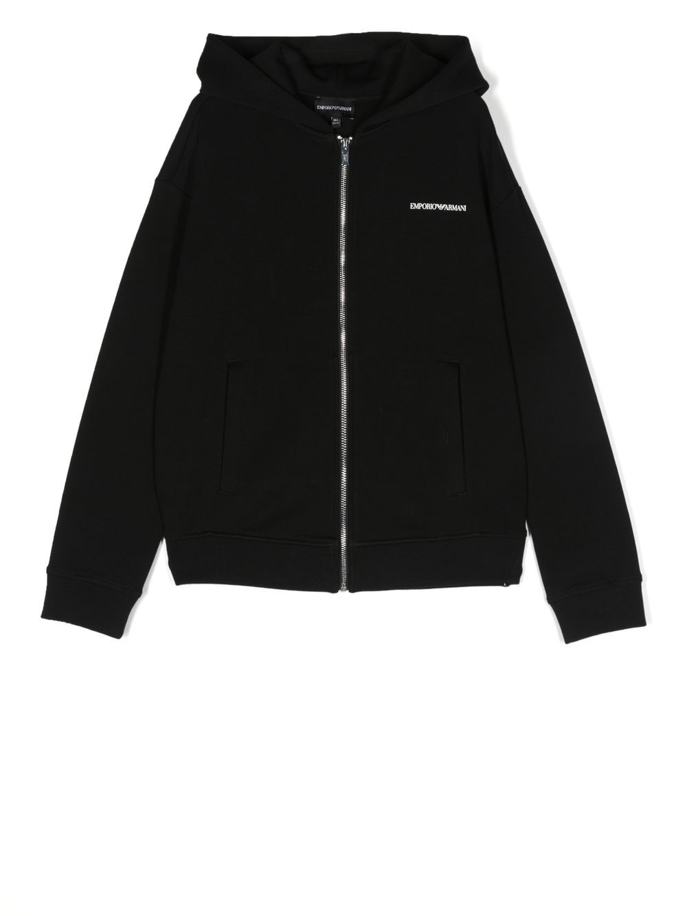 Emporio Armani Kids logo-print zip-up hoodie - Black