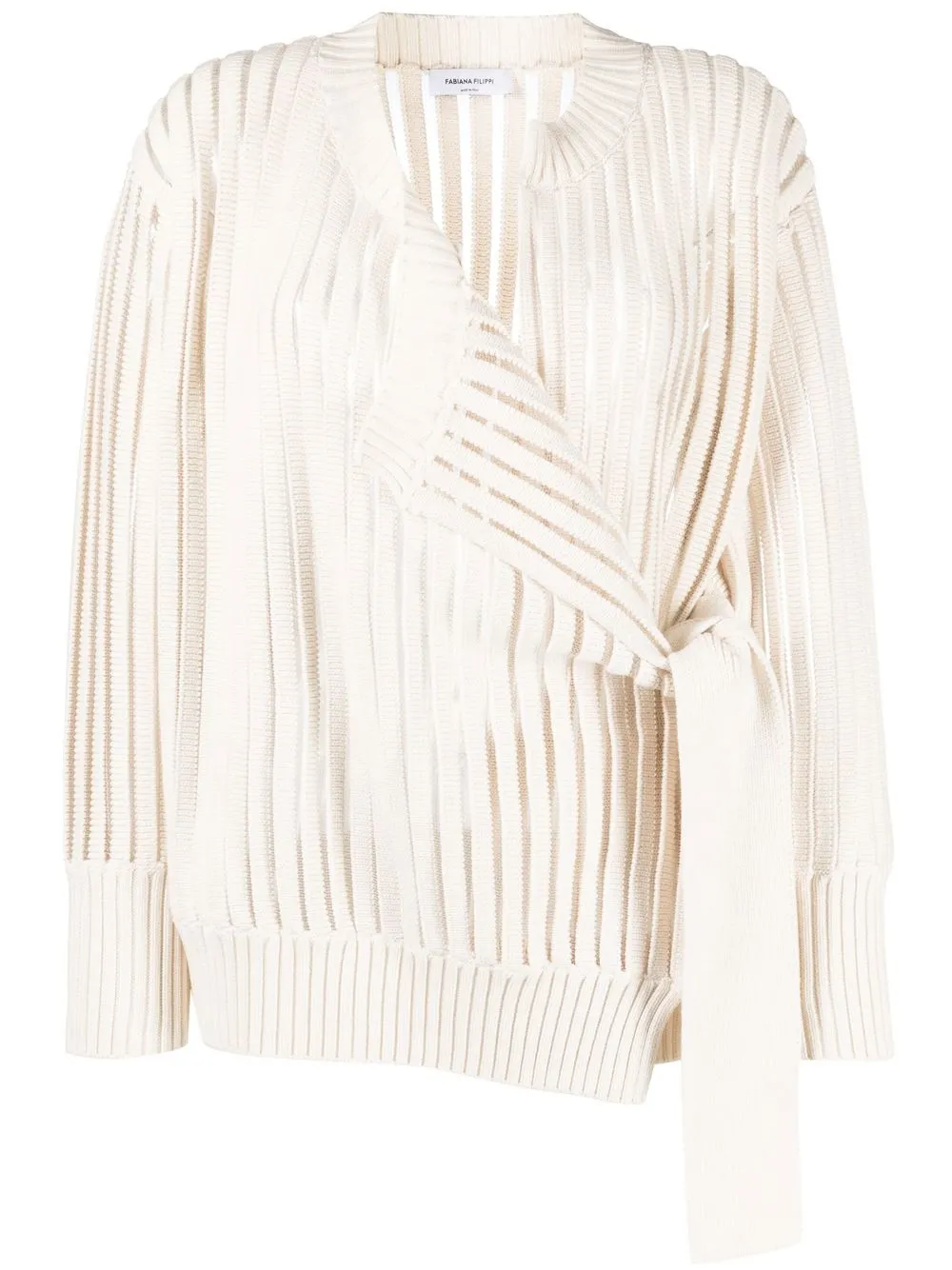 

Fabiana Filippi side-tie rib-knit jumper - White