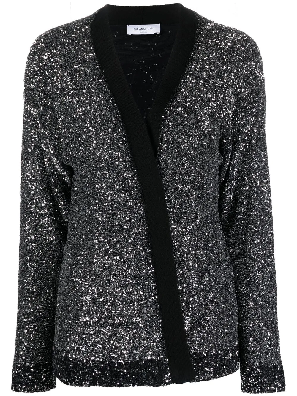 Long black sparkly cardigan 2025