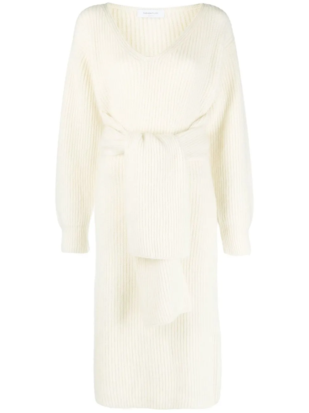 

Fabiana Filippi belted knitted midi dress - White
