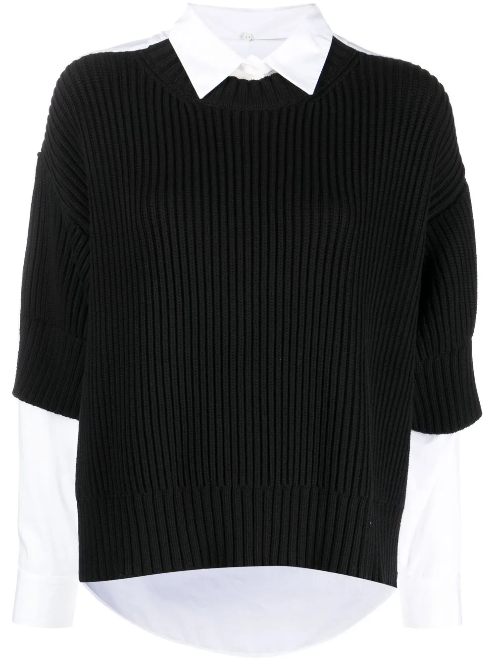 

Fabiana Filippi point-collar layered-effect jumper - Black