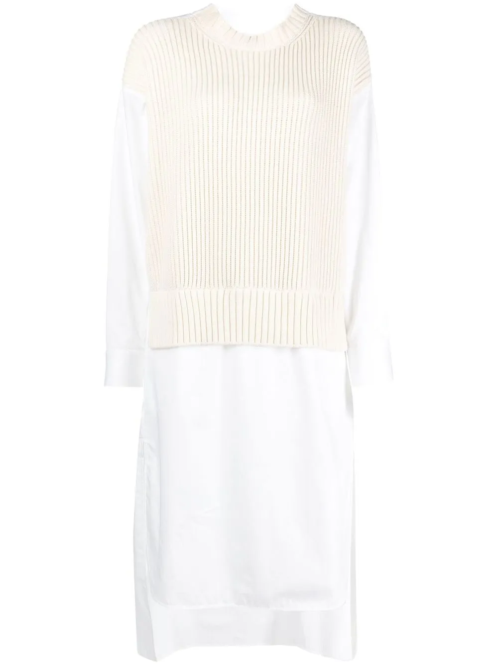 

Fabiana Filippi knit-layered long shirt dress - Neutrals