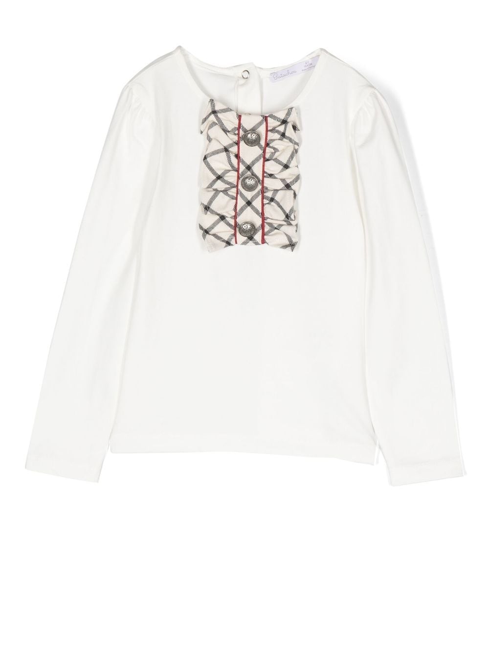 Patachou Tartan-bow Long-sleeve T-shirt In White