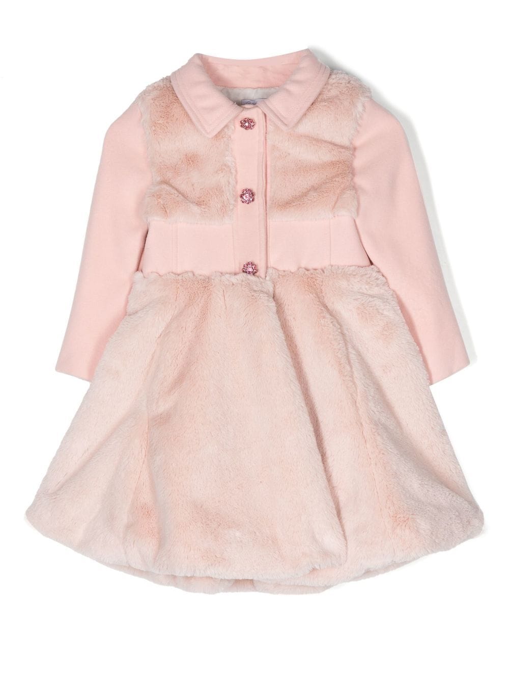 Patachou Kids' Flared Faux-fur Coat In Pink